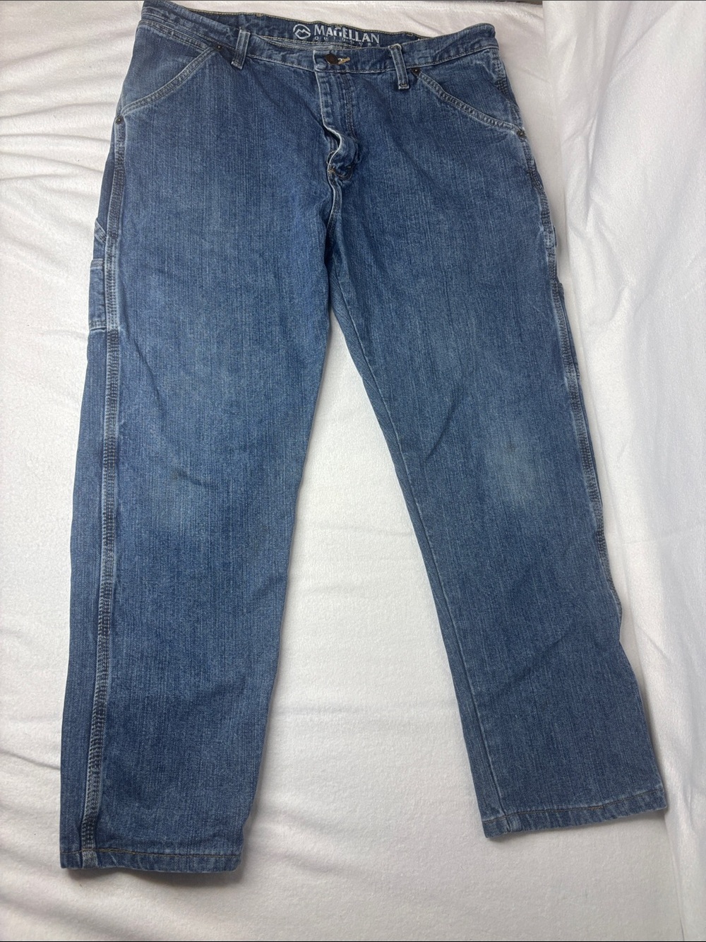 Magellan Outdoors Men’s Straight Leg Cargo Denim Jeans - Blue